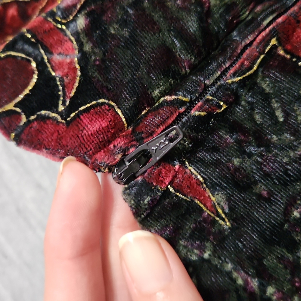 Vintage Rampage Floral Velvet Formal Strapless Bodycon Mini Party Dress - Picture 8 of 8